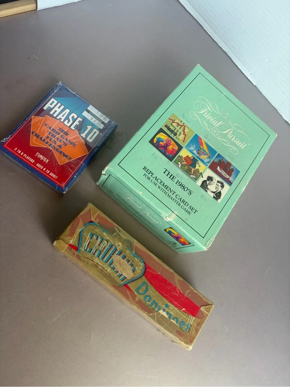 Trivial Pursuit 1980s Replacement Card Set - plus vintage dominoes and phase 10